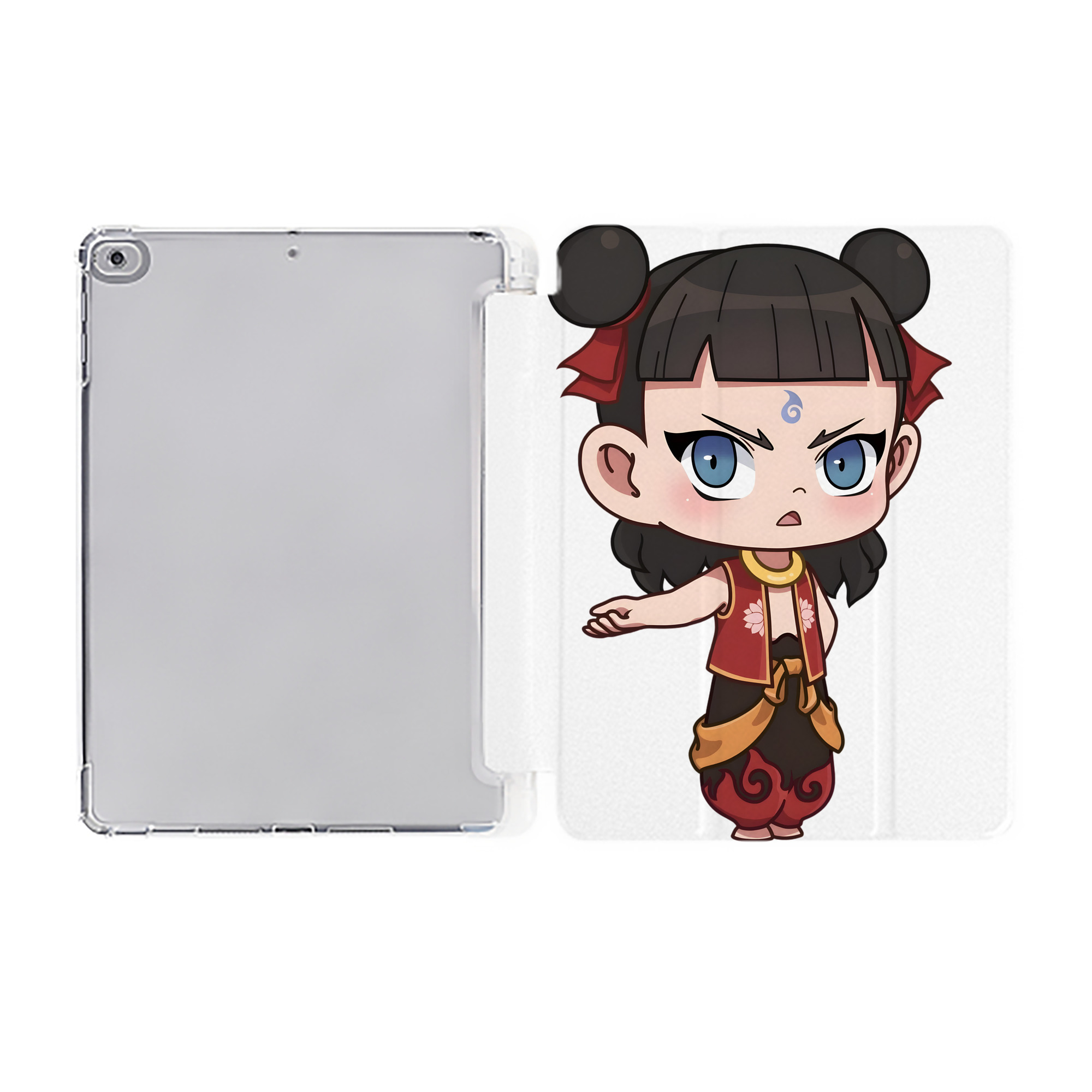 （画像用） Ne Zha 2 ナタ 魔童の大暴れ IPad ケース ペン収納付き 三つ折りスタンド PUレザー×シリコン 対応機種9.5/10.5/10.9インチ